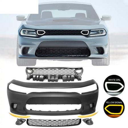 2015-2023 Dodge Charger Black Front Bumper Foglights Grille Lights PP