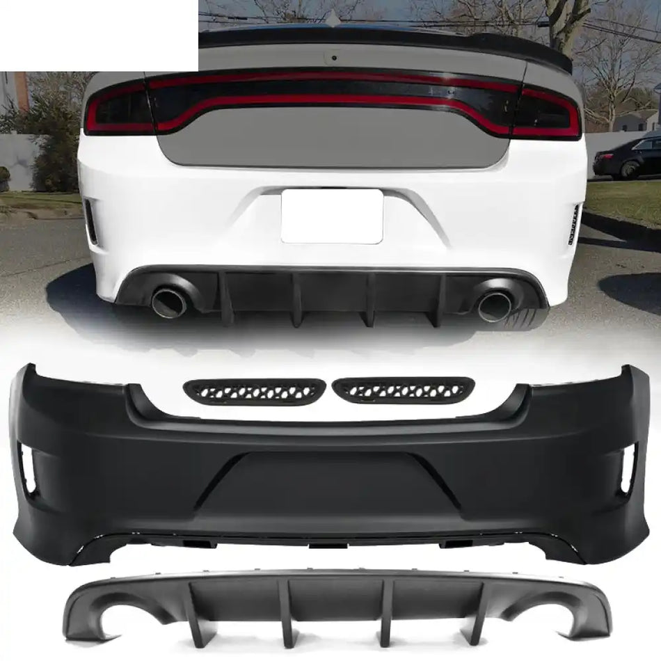 2015-2023 Dodge Charger Black Rear Bumper Conversion Diffuser Lip PP