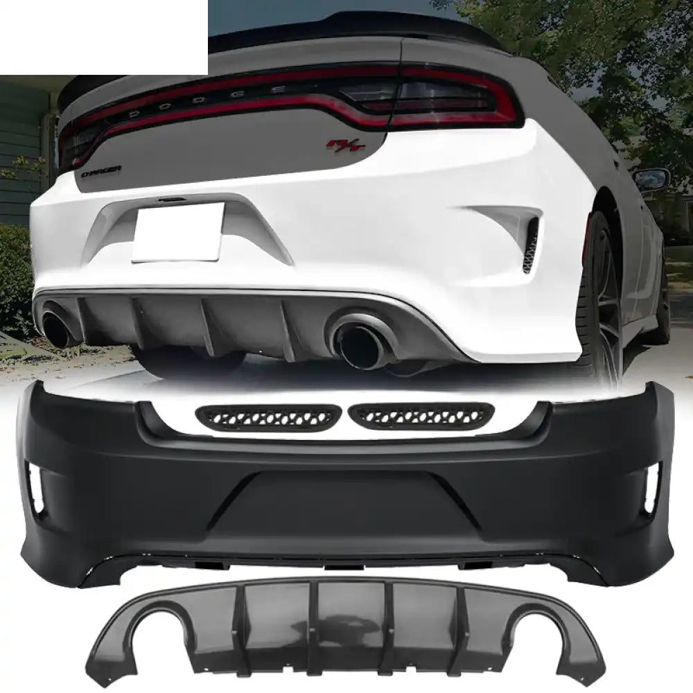 2015-2023 Dodge Charger Black Rear Bumper Conversion Diffuser Lip PP