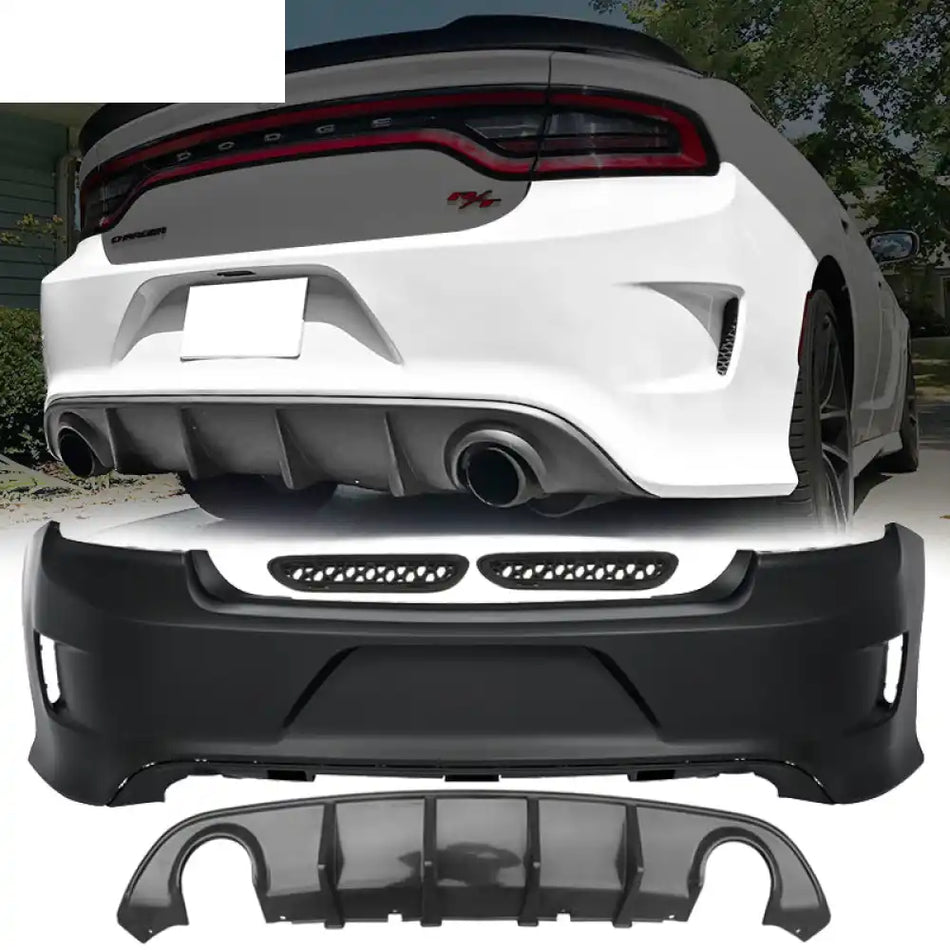 2015-2023 Dodge Charger Black Rear Bumper Conversion Diffuser Lip PP