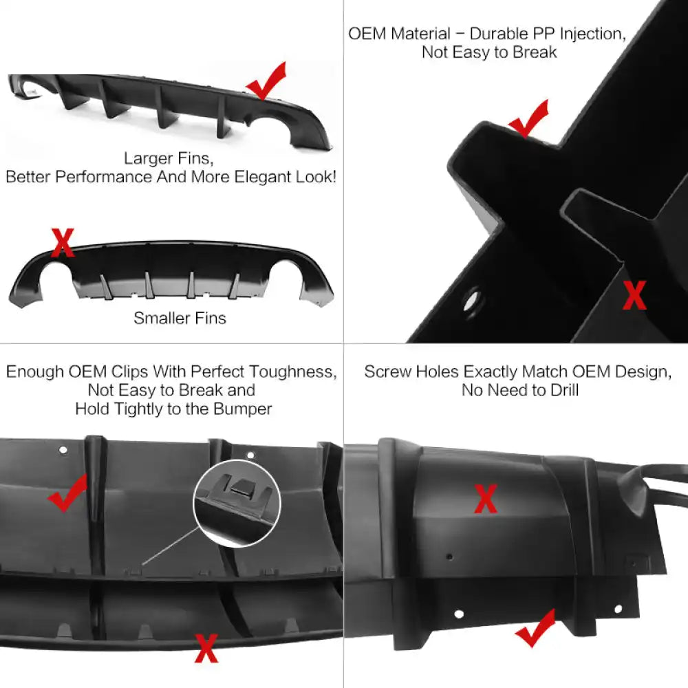 2015-2023 Dodge Charger Black Rear Bumper Conversion Diffuser Lip PP