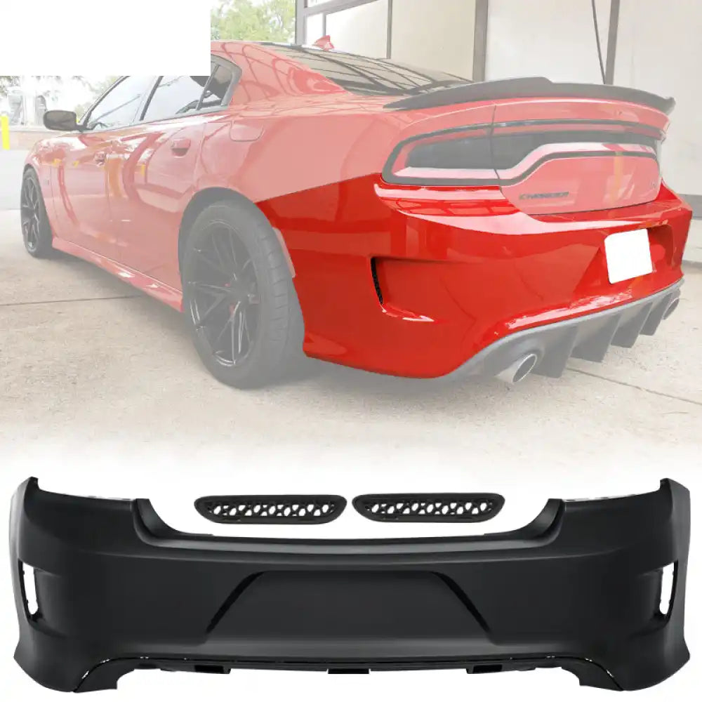 2015-2023 Dodge Charger Black Rear Bumper Diffuser Red Brake Light PP