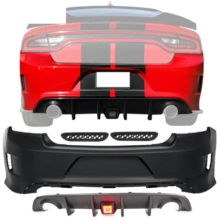 2015-2023 Dodge Charger Black Rear Diffuser Lip Smoke Brake Light PP