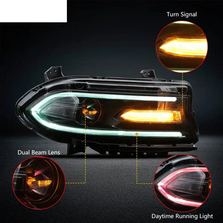 2015-2023 Dodge Charger DRL LED Headlights Left Right Side w/ 7 Colors
