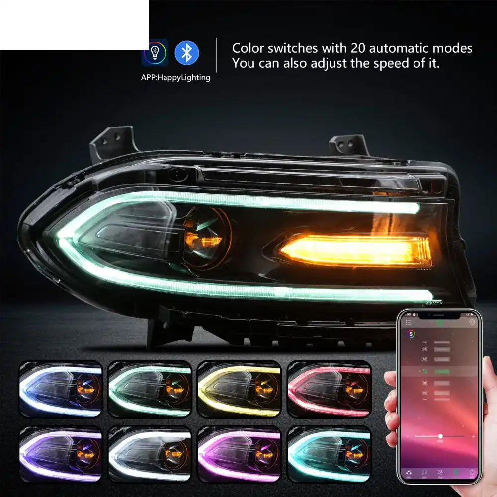 2015-2023 Dodge Charger DRL LED Headlights Left Right Side w/ 7 Colors