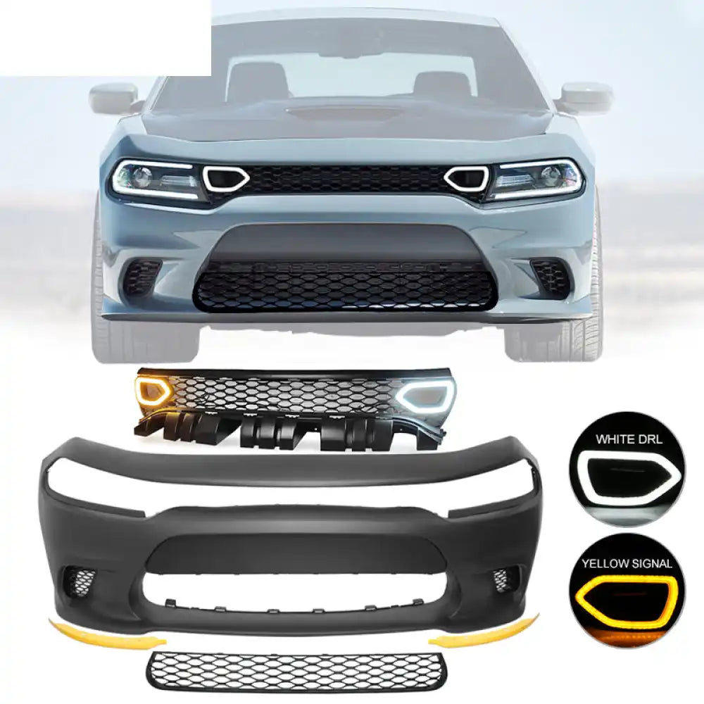 2015-2023 Dodge Charger Front Bumper Cover Yellow Splitter Grille PP