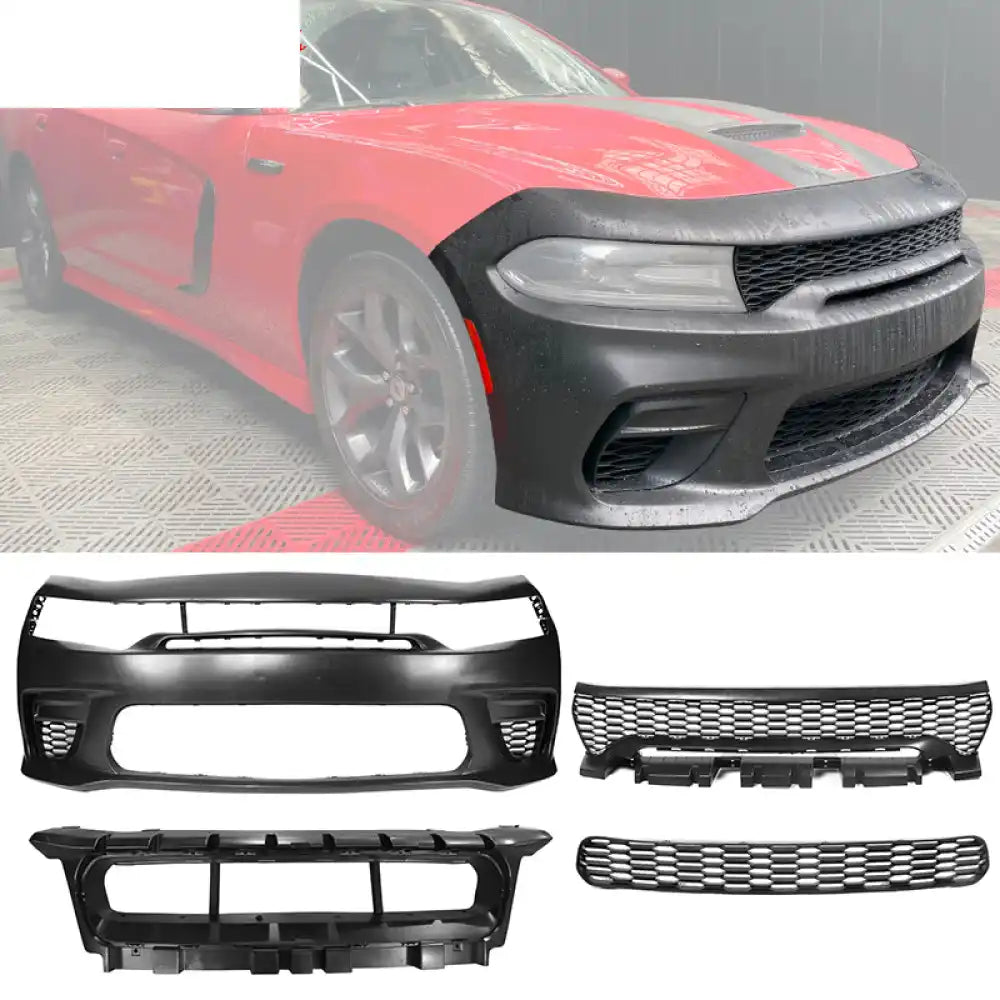 2015-2023 Dodge Charger Front Bumper & Grille Sedan Widebody Black PP