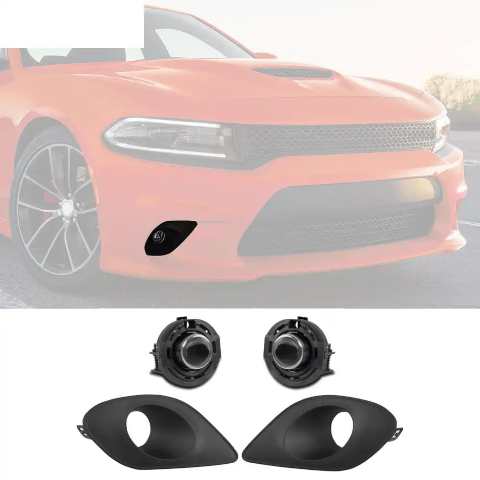 2015-2023 Dodge Charger Halogen Fog Lights White Lens Bumper Lamps Kit