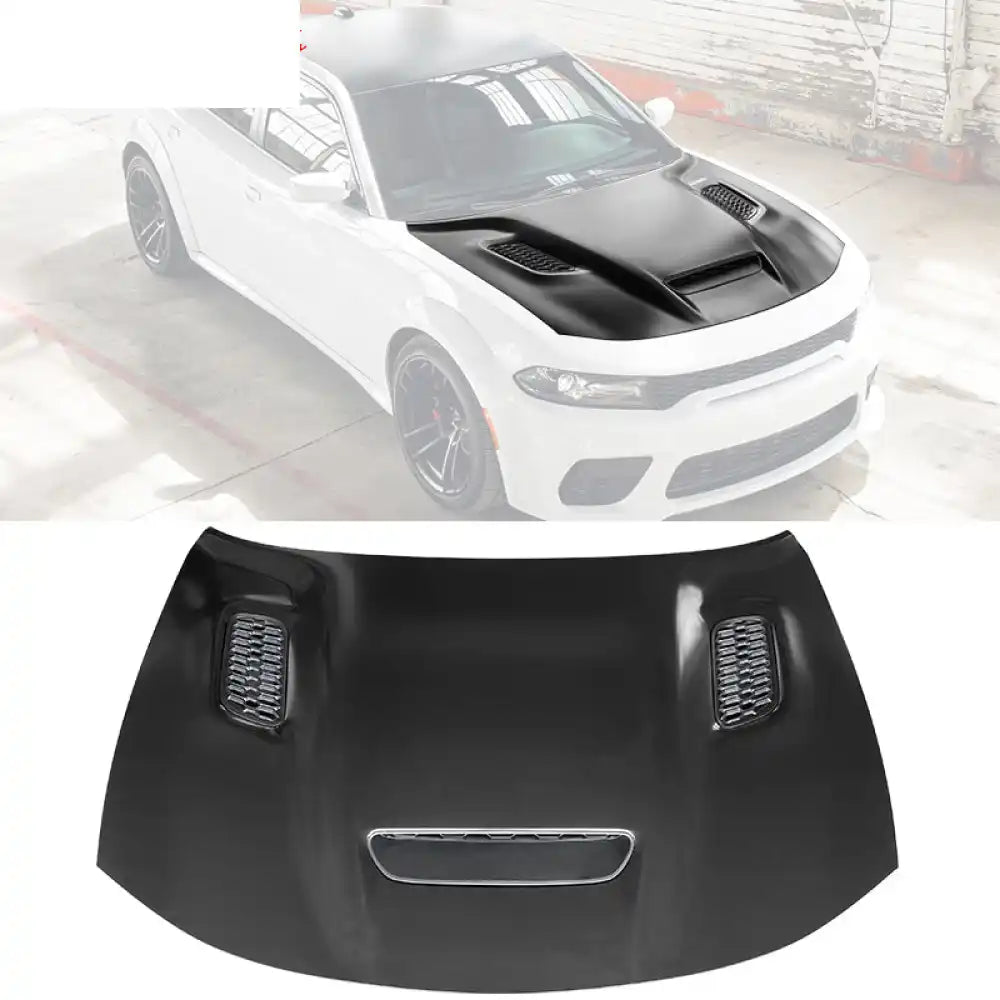 2015-2023 Dodge Charger Hood Black SRT Redeye Widebody Style Aluminum