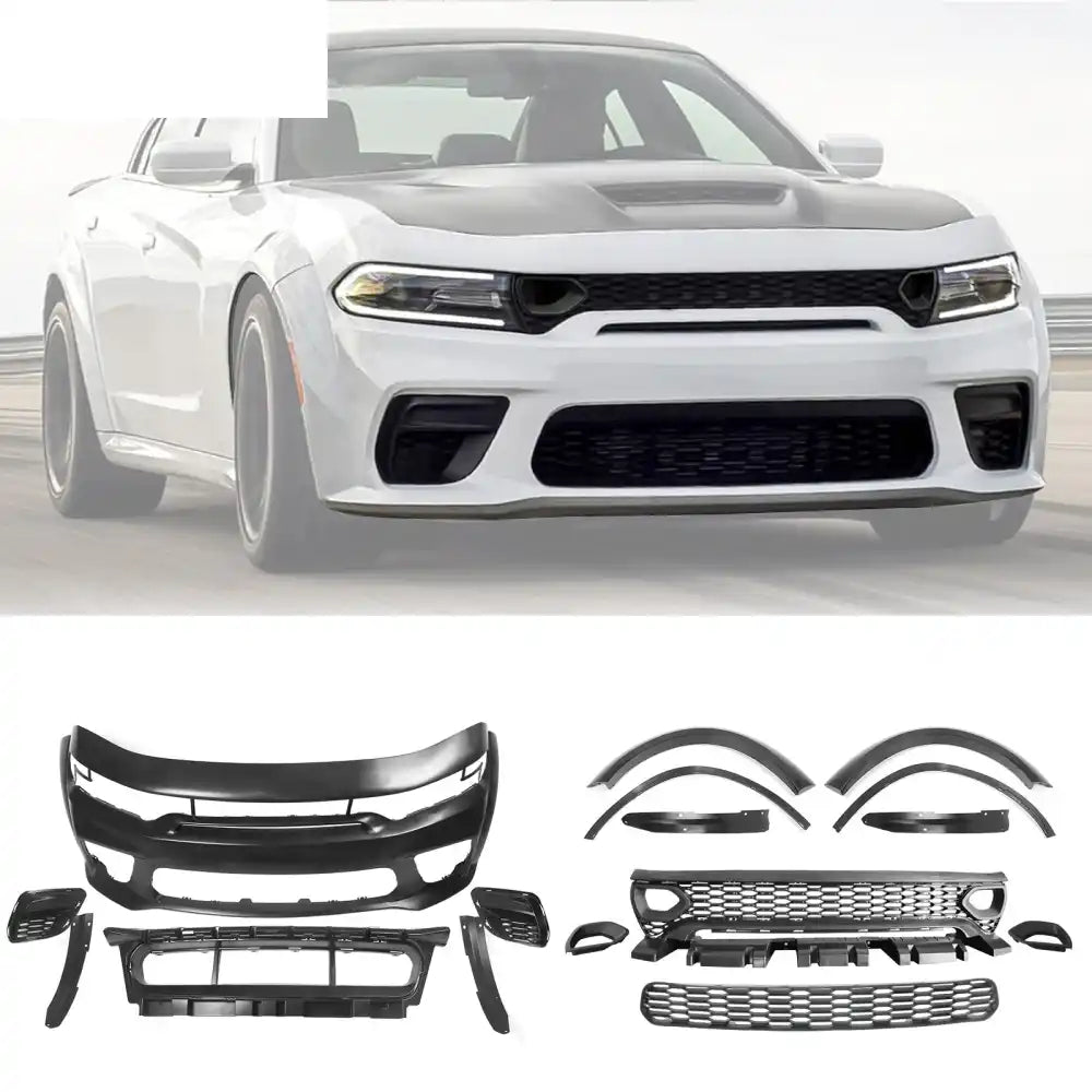 2015-2023 Dodge Charger IKON Matte Black Front Rear Bumper Covers PP Matte Black
