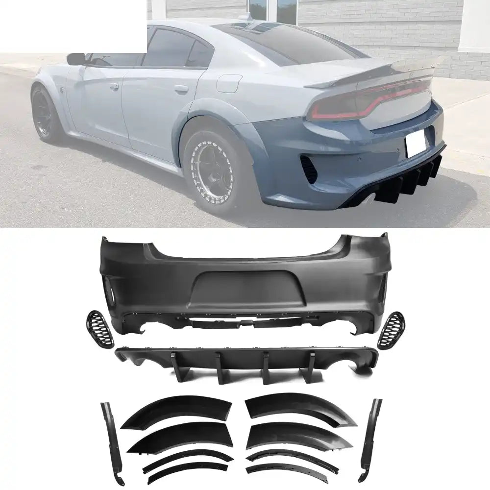 2015-2023 Dodge Charger IKON Matte Black Front Rear Bumper Covers PP Matte Black