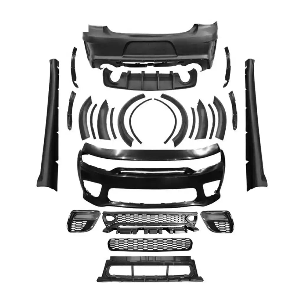 2015-2023 Dodge Charger IKON Matte Black Front Rear Bumper Covers PP Matte Black