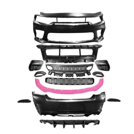 2015-2023 Dodge Charger Rear & Front Bumper + Pink Lip Diffuser PP Pink