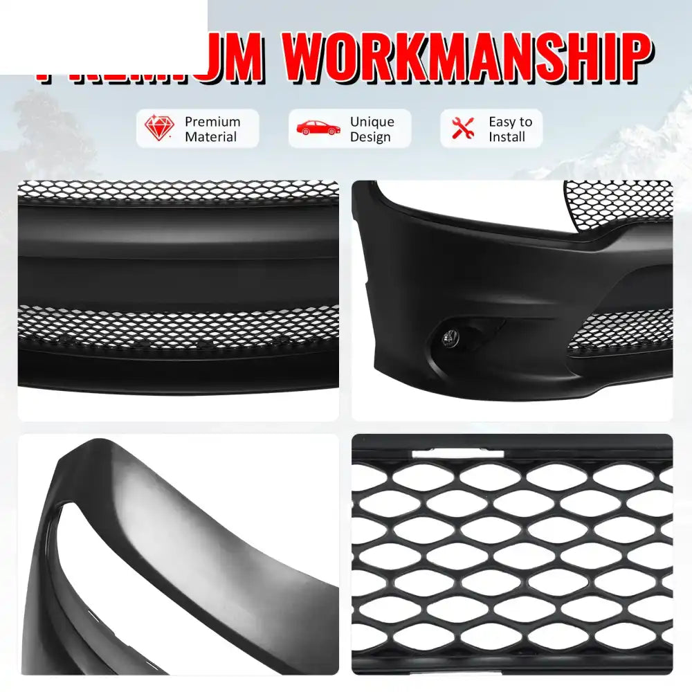 2015-2023 Dodge Charger SRT Hellcat Front Bumper Cover W/Fog Lamps PP Unpainted Black