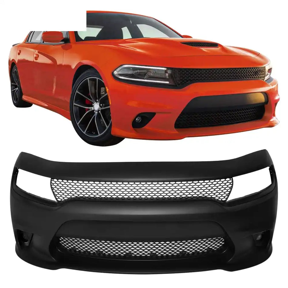 2015-2023 Dodge Charger SRT Hellcat Front Bumper Cover W/Fog Lamps PP Unpainted Black