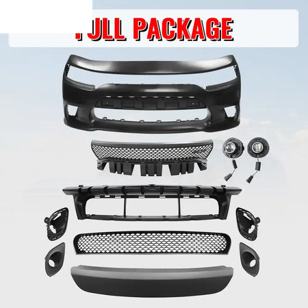 2015-2023 Dodge Charger SRT Hellcat Front Bumper Cover W/Fog Lamps PP Unpainted Black