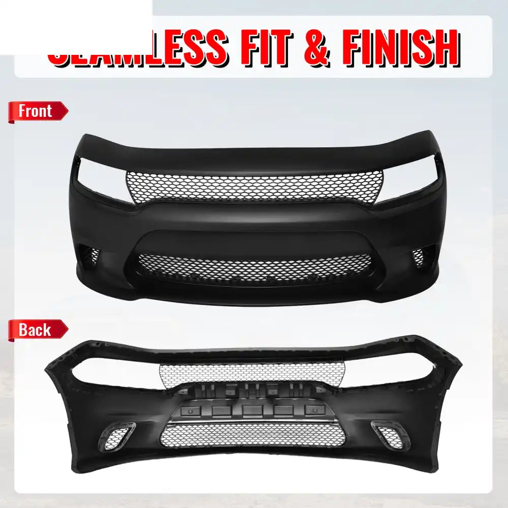 2015-2023 Dodge Charger SRT Hellcat Front Bumper W/Fog Light Grilles Unpainted Black