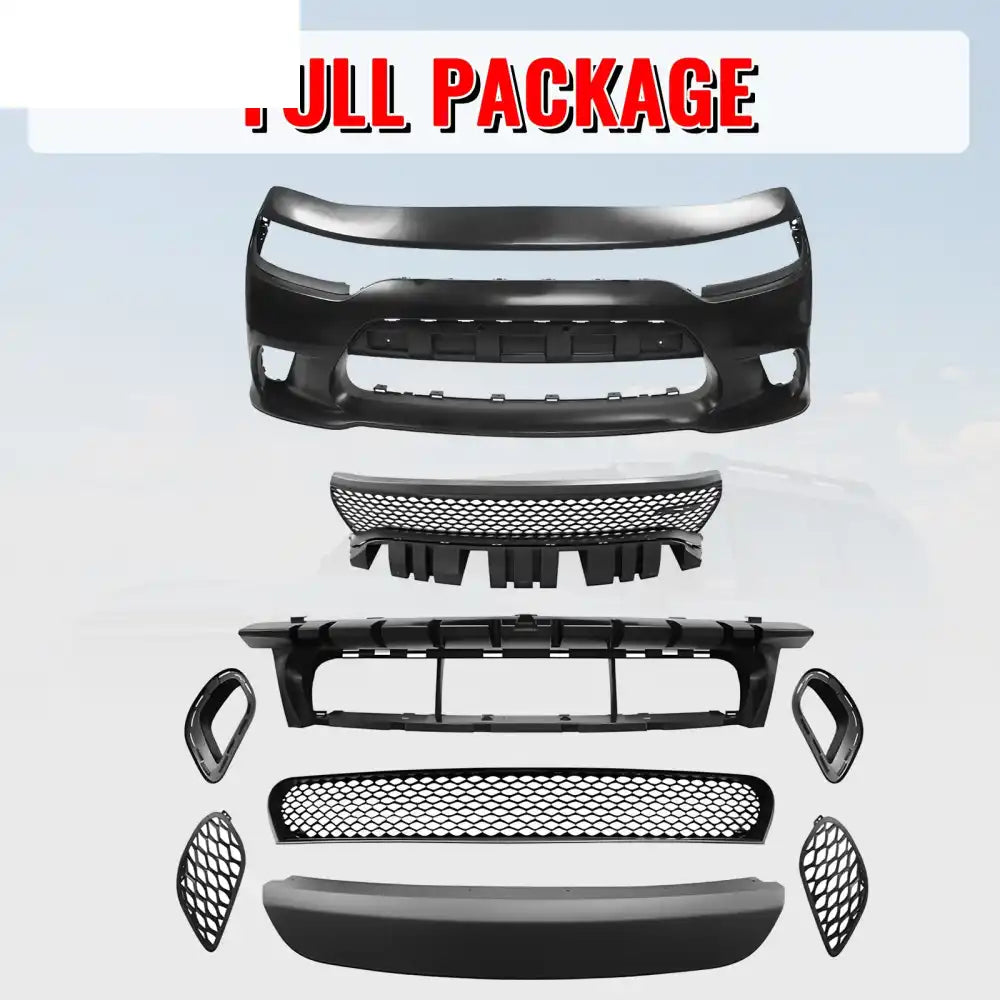 2015-2023 Dodge Charger SRT Hellcat Front Bumper W/Fog Light Grilles Unpainted Black