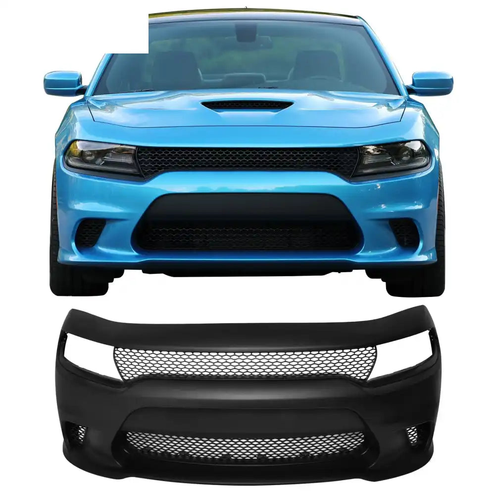 2015-2023 Dodge Charger SRT Hellcat Front Bumper W/Fog Light Grilles Unpainted Black