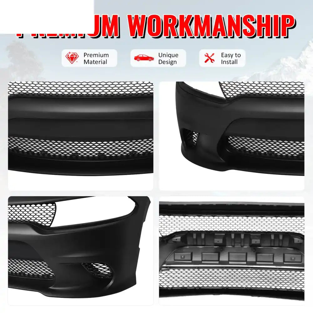 2015-2023 Dodge Charger SRT Hellcat Front Bumper W/Fog Light Grilles Unpainted Black