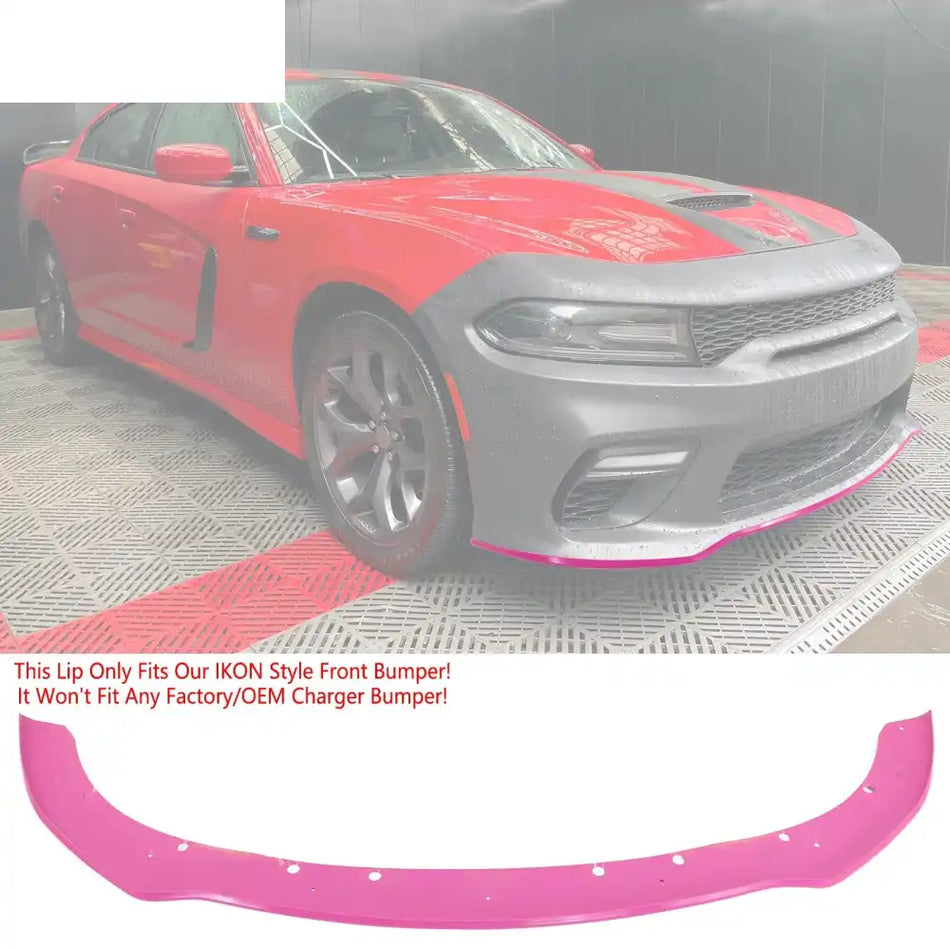 2015-2023 Dodge Charger Widebody Front Bumper Cover Pink Lip LED PP Pink