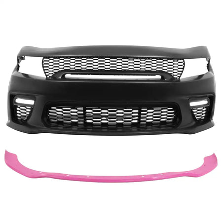 2015-2023 Dodge Charger Widebody Front Bumper Cover Pink Lip LED PP Pink