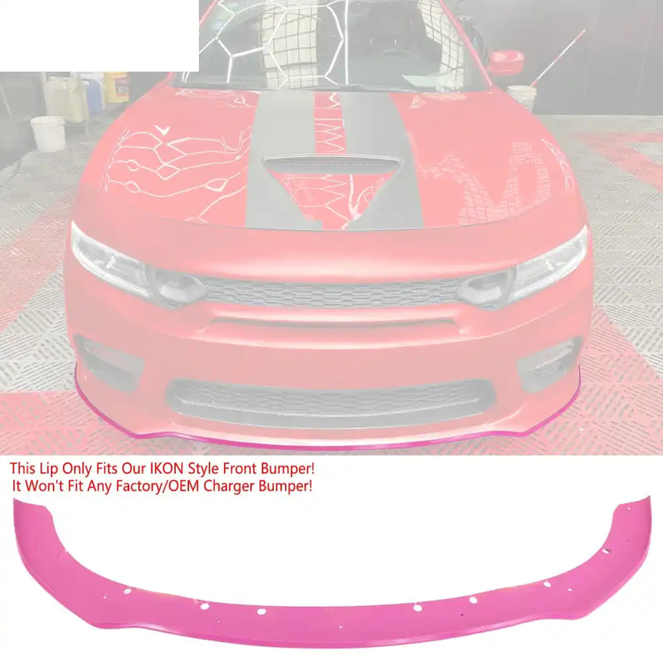 2015-2023 Dodge Charger Widebody Front Bumper Cover + Pink Lip PP Pink