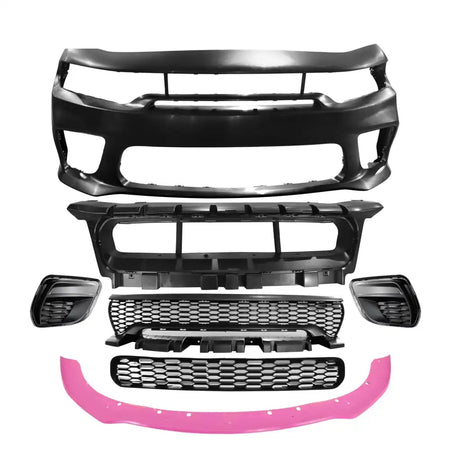 2015-2023 Dodge Charger Widebody Front Bumper Cover + Pink Lip PP Pink