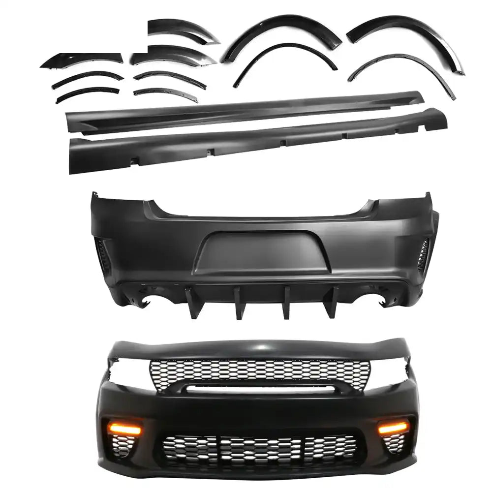 2015-2023 Dodge Charger Widebody Gloss Whole Bumper Diffuser PP W/ LED
