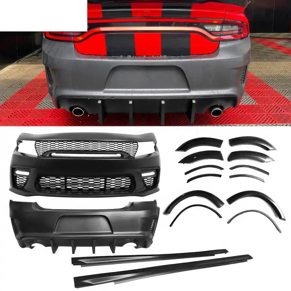 2015-2023 Dodge Charger Widebody Gloss Whole Bumper Diffuser PP W/ LED