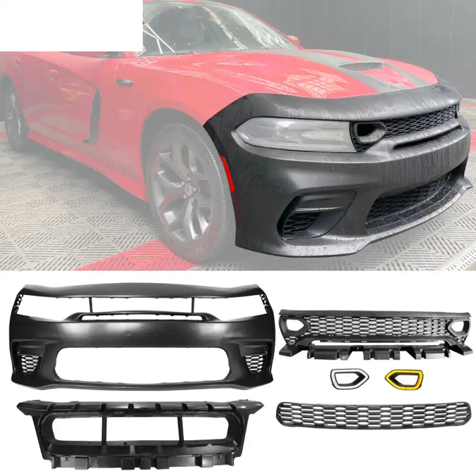 2015-2023 Dodge Charger Widebody SRT Black Front Bumper W/ LED Kits PP