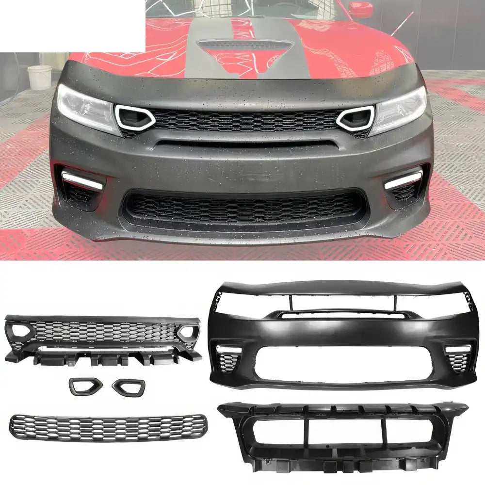 2015-2023 Dodge Charger Widebody SRT Black Front Bumper W/LED Light PP