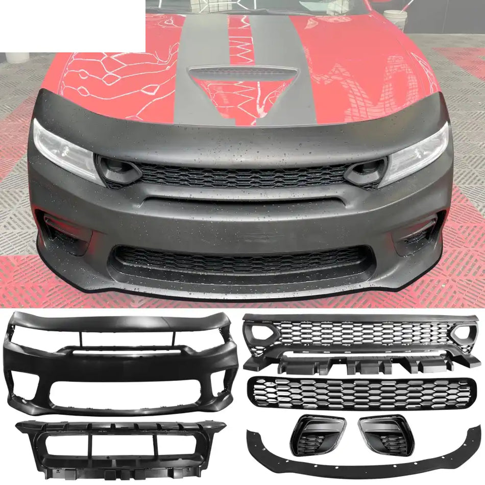 2015-2023 Dodge Charger Widebody SRT Bumper Cover Matte Black Lip PP Matte Black