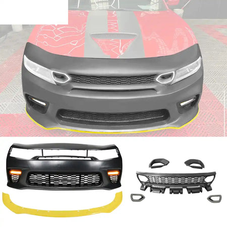 2015-2023 Dodge Charger Widebody SRT Bumper Cover Yellow Lip LED PP Yellow