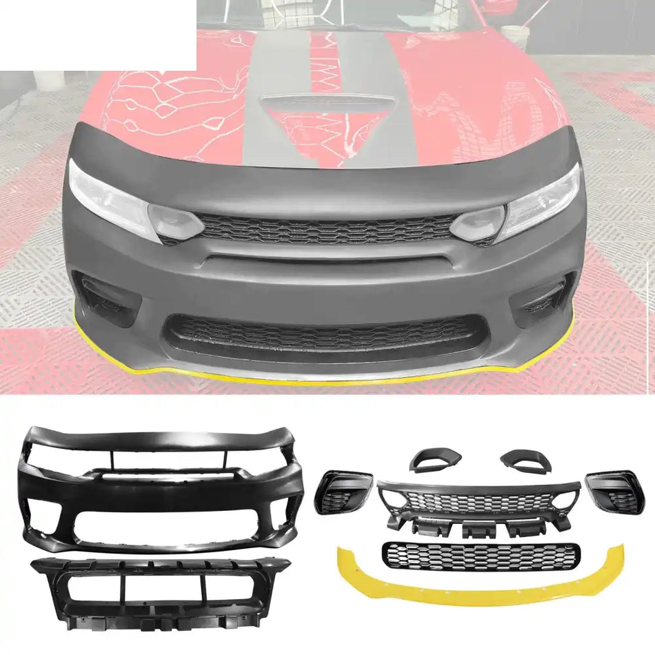 2015-2023 Dodge Charger Widebody SRT Front Bumper Cover Yellow Lip PP Yellow