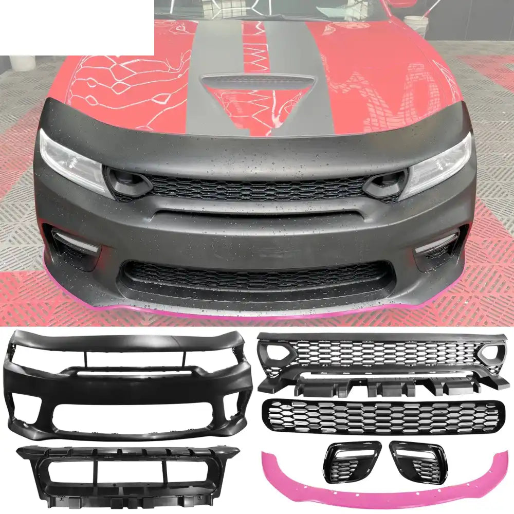 2015-2023 Dodge Charger Widebody SRT LED Front Bumper Cover Pink PP Pink