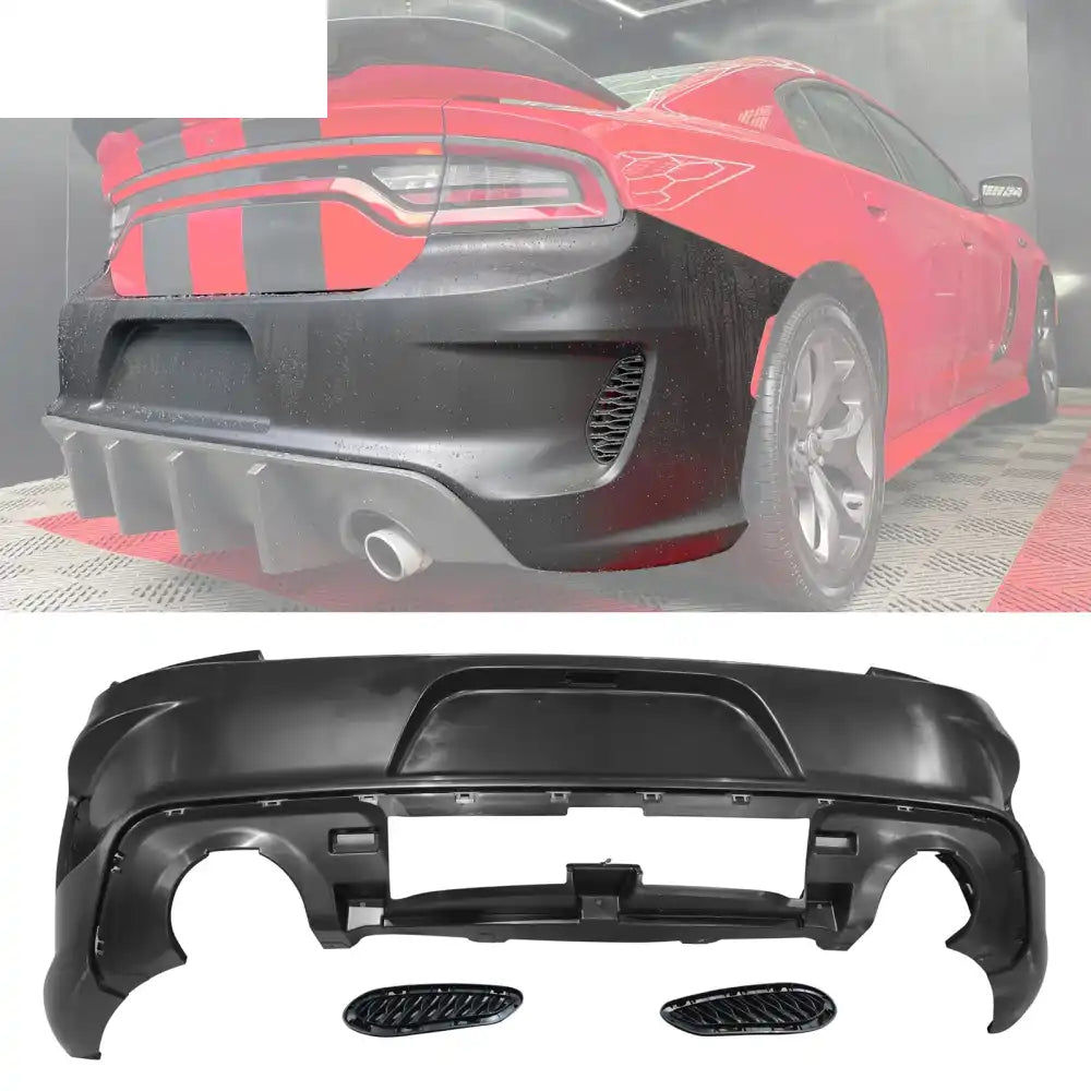 2015-2023 Dodge Charger Widebody SRT LED Front Bumper Matte Black Lip Matte Black