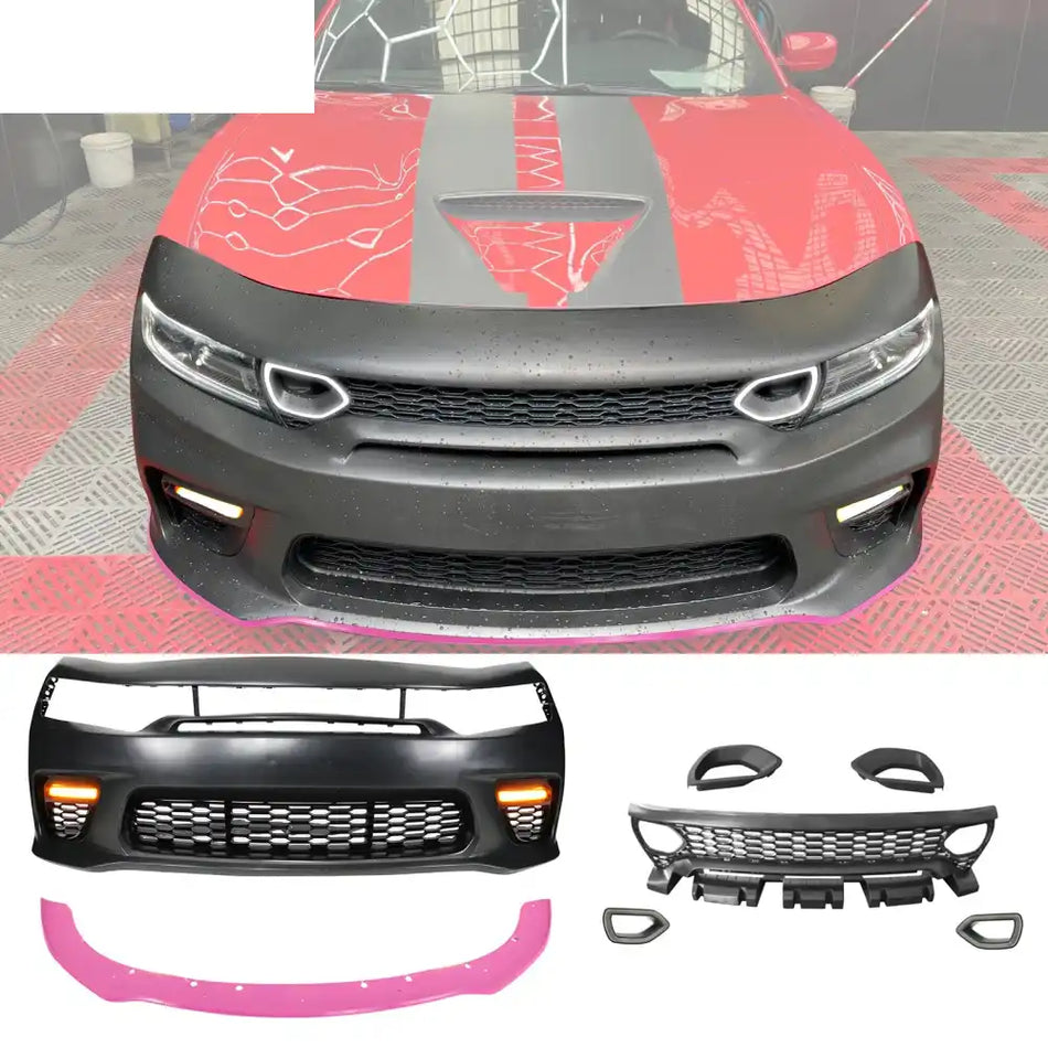 2015-2023 Dodge Charger Widebody SRT LED Front Bumper Pink Lip PP Pink