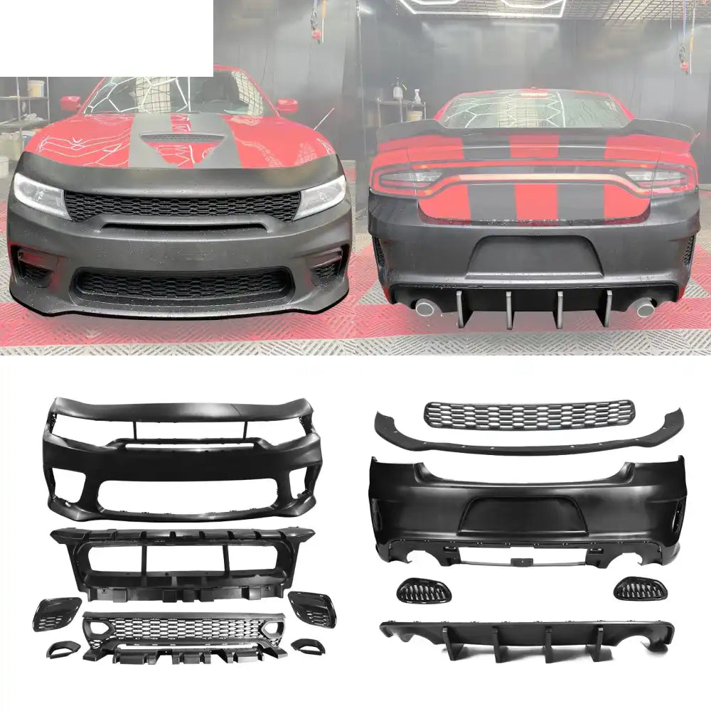 2015-2023 Dodge Charger Widebody SRT Rear & Front Bumper Lip Diffuser Matte Black