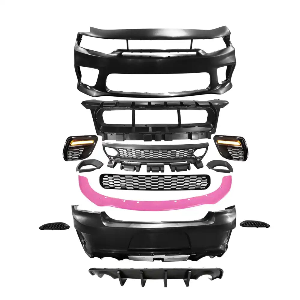 2015-2023 Dodge Charger Widebody SRT Rear Front Bumper Pink Lip PP LED Pink