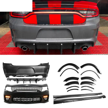 2015-2023 Dodge Charger Widebody Whole Bumper Kits Diffuser LED PP
