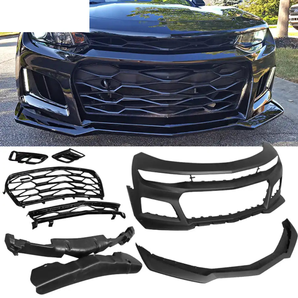 2016-2018 Chevrolet Camaro ZL1 Black Front Bumper w/ Lip & Grille PP