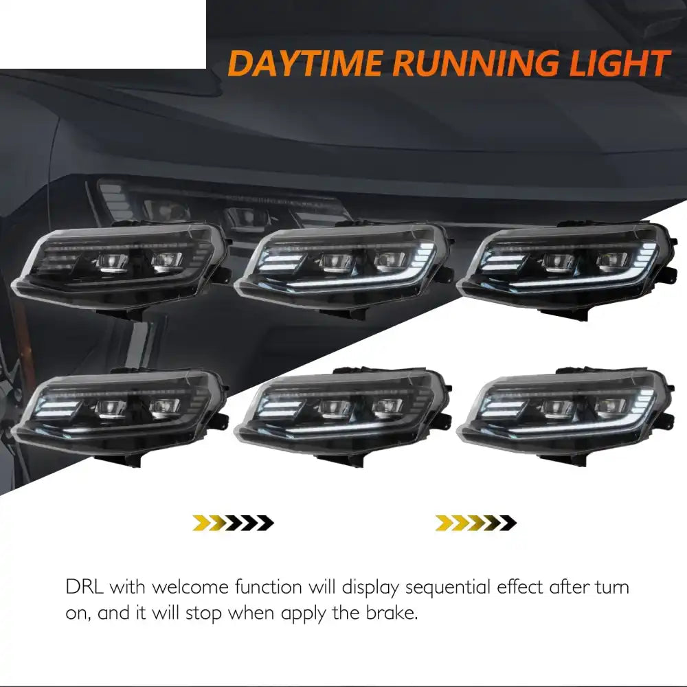 2016-2018 Chevy Camaro Projector DRL LED Headlights Clear Lens Pair