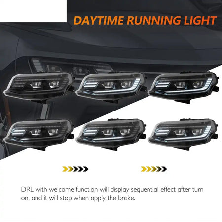 2016-2018 Chevy Camaro Projector DRL LED Headlights Clear Lens Pair