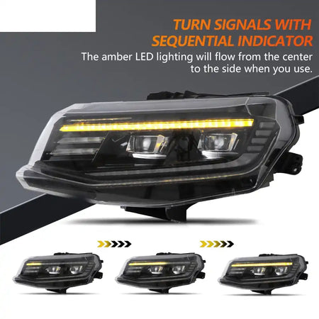 2016-2018 Chevy Camaro Projector DRL LED Headlights Clear Lens Pair
