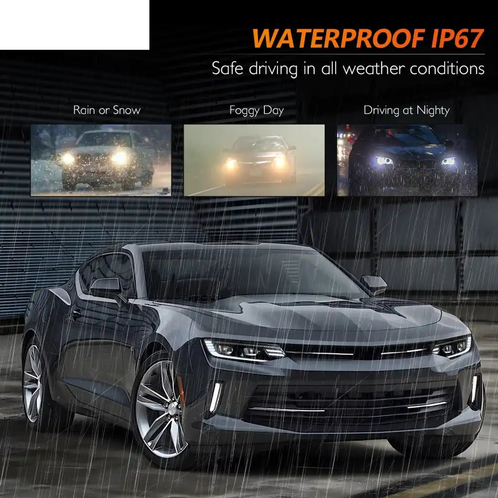 2016-2018 Chevy Camaro Projector DRL LED Headlights Clear Lens Pair
