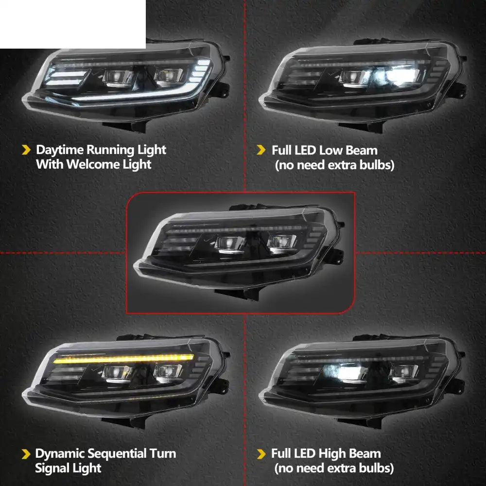 2016-2018 Chevy Camaro Projector DRL LED Headlights Clear Lens Pair