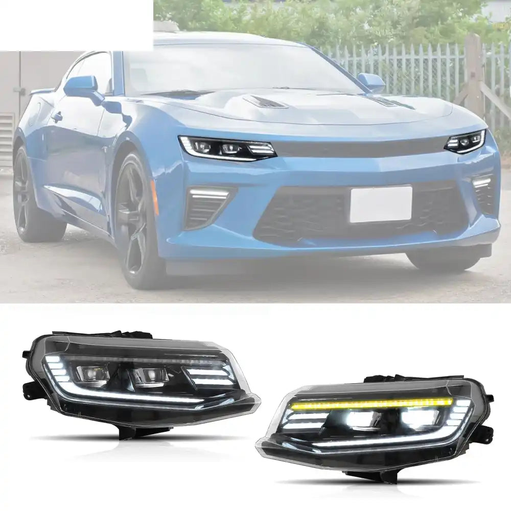 2016-2018 Chevy Camaro Projector DRL LED Headlights Clear Lens Pair