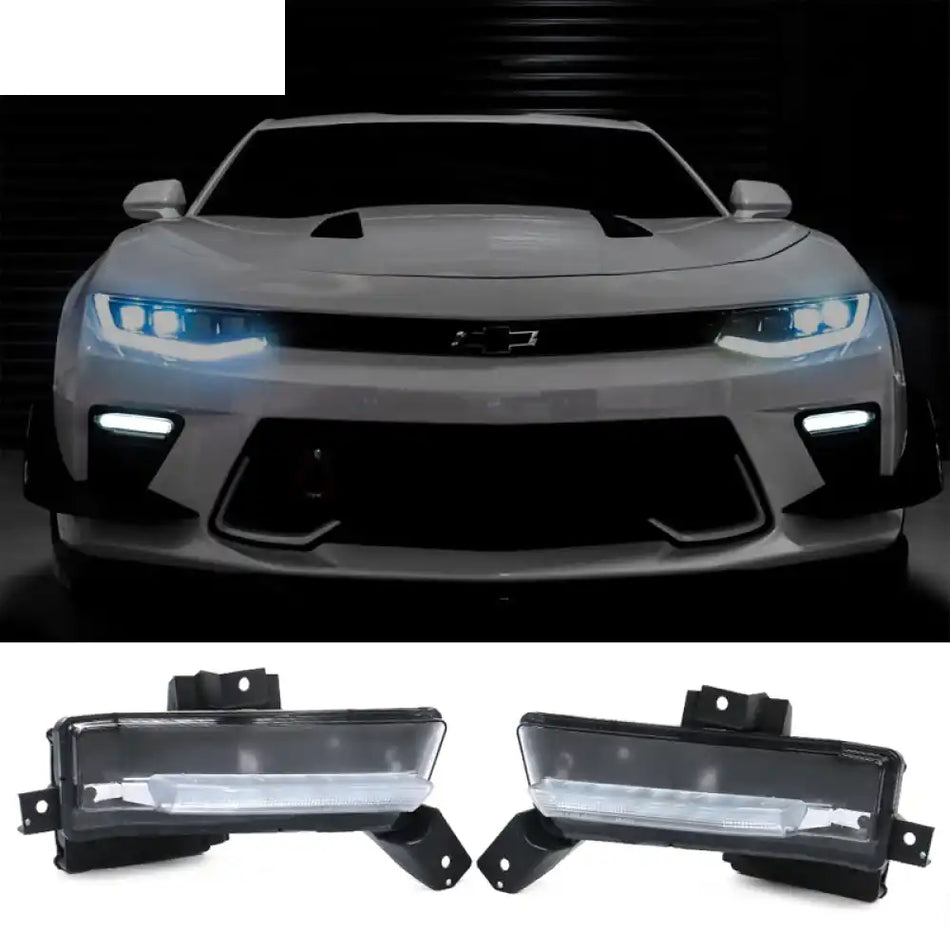 2016-2018 Chevy Camaro SS Black Housing Clear Lens Fog Lights Lamp ABS