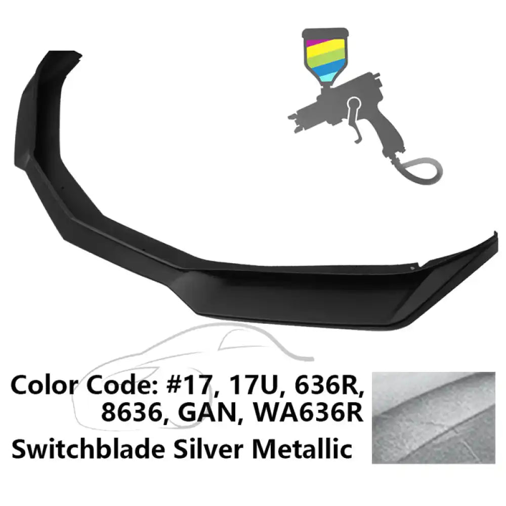 2016-2018 Chevy Camaro ZL1 Style Front Bumper Lip Chin Spoiler PP #17, WA636R Switchblade Silver Metallic